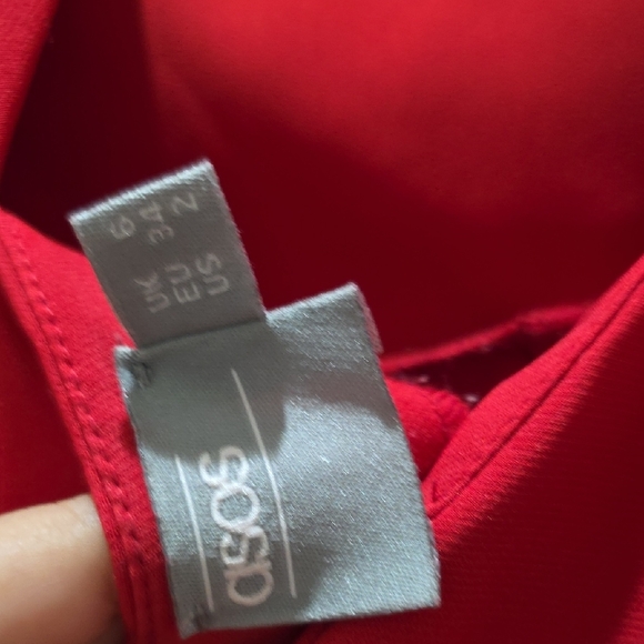 ASOS Red Jumpsuit with Ruffle Hem - Picture 8 of 9